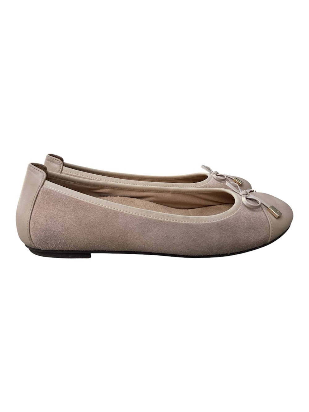 Vionic Women's Minna Beige Suede Ballet Flats with Bow Accent Size 9 WIDE